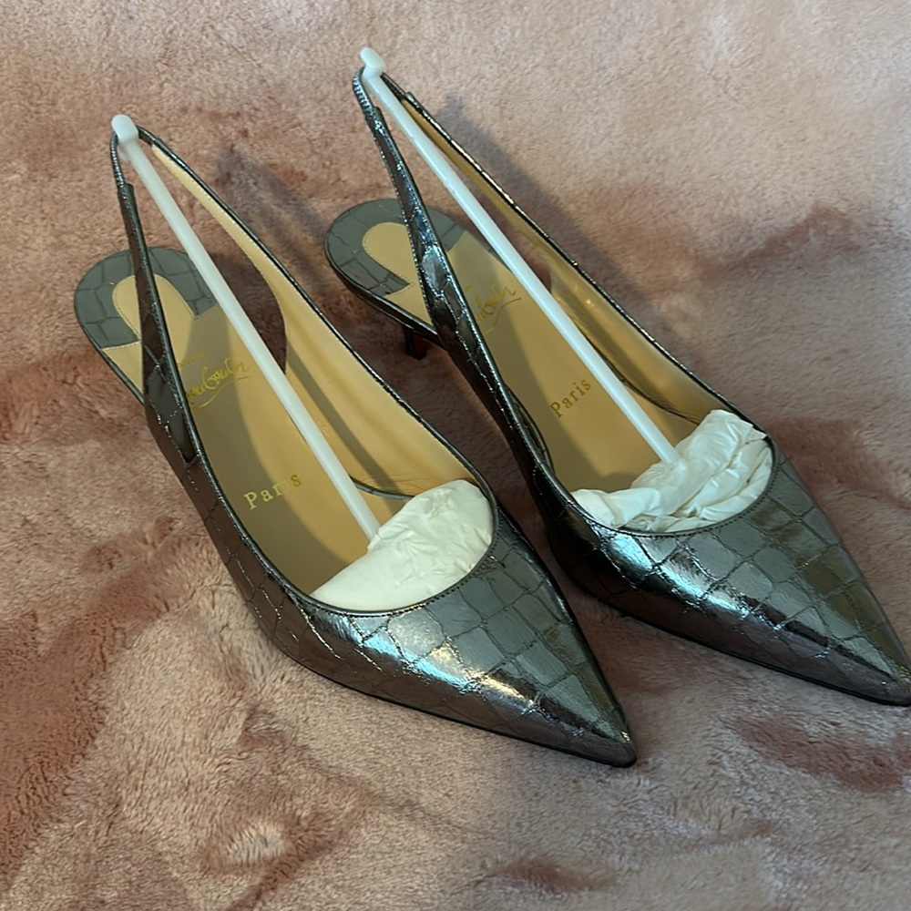 NIB Christian Louboutin Kate Pointed Toe Slingback Lancelot Pump - Size 38.5